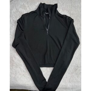 Black Half Zip Up Crop Top